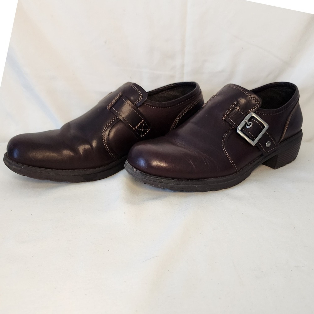 Eastland Leather Buckle Accent Clogs Comfort Shoes Brown Size 10 - Picture 3 of 6